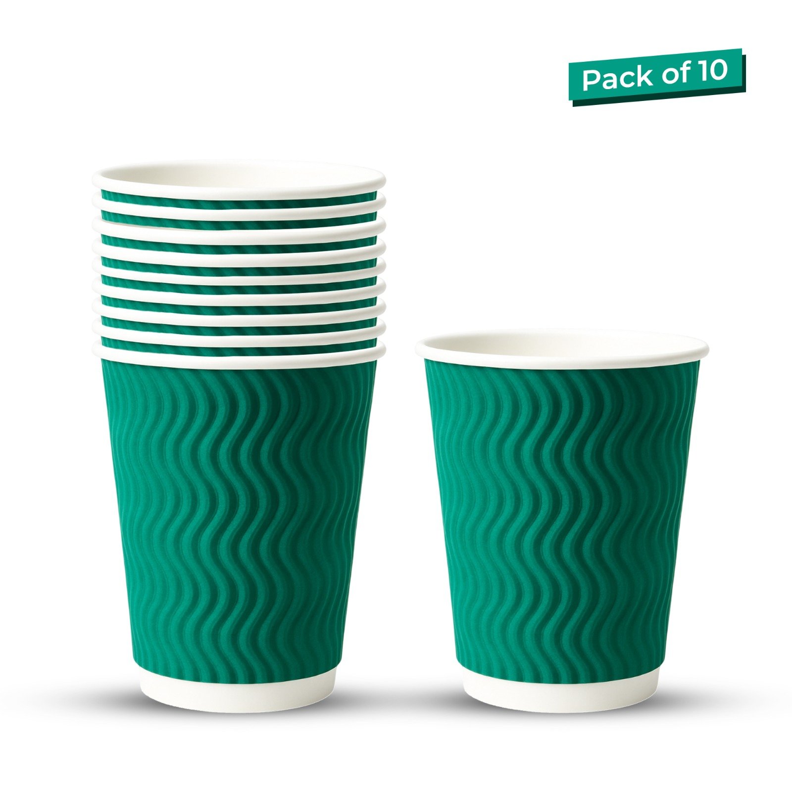 Careswipe 10 Pcs rippled khaki Colour Ripple Paper Cup (250 ml)